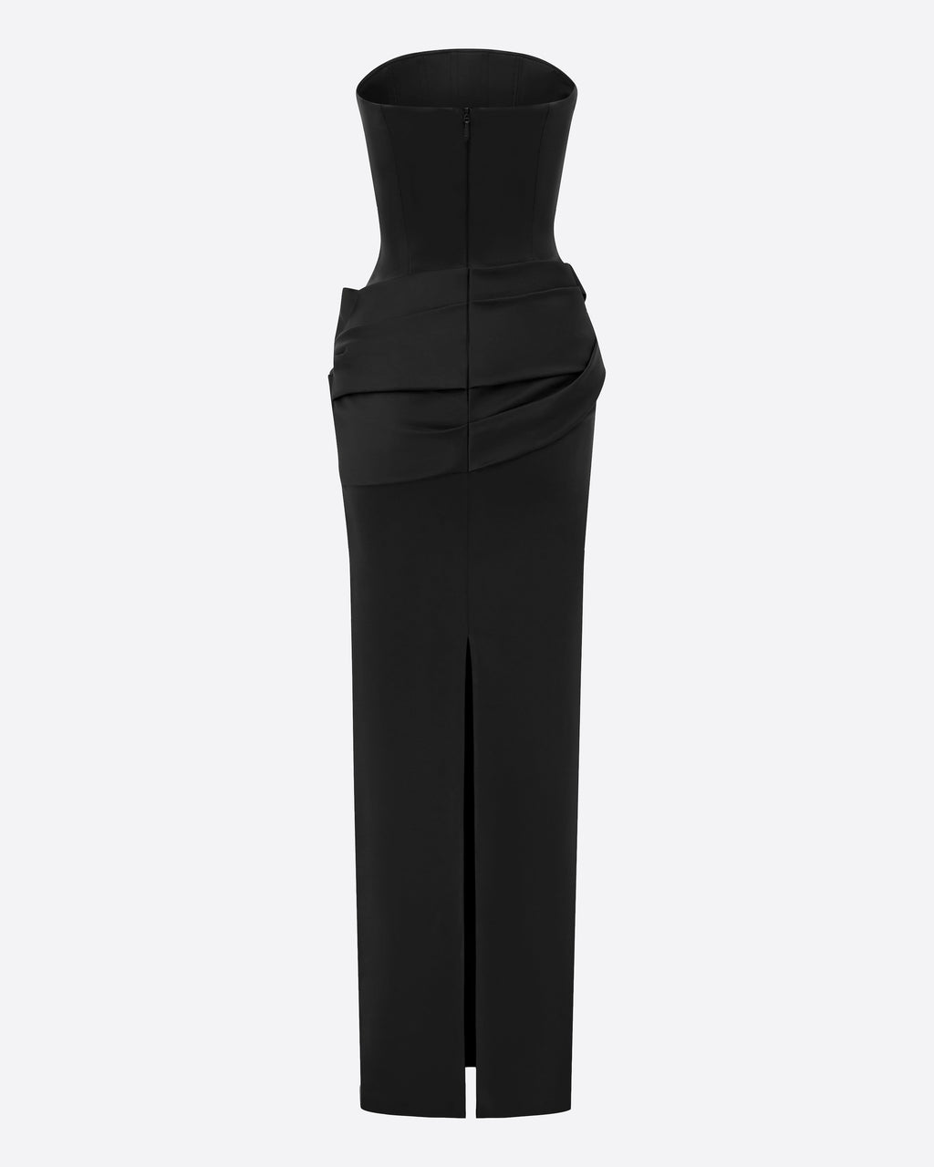 Strapless Drape Column in Satin Crepe