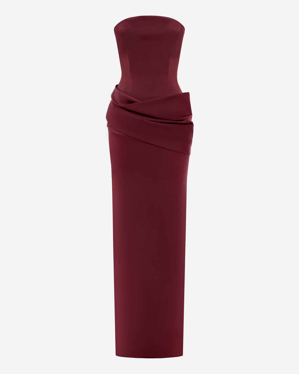 Strapless Drape Column in Satin Crepe