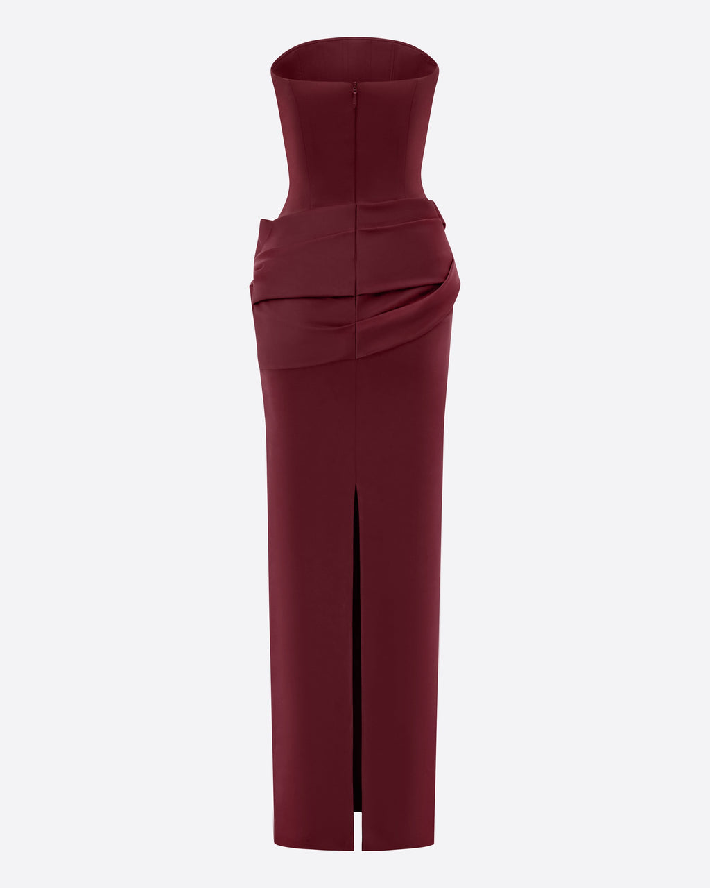 Strapless Drape Column in Satin Crepe