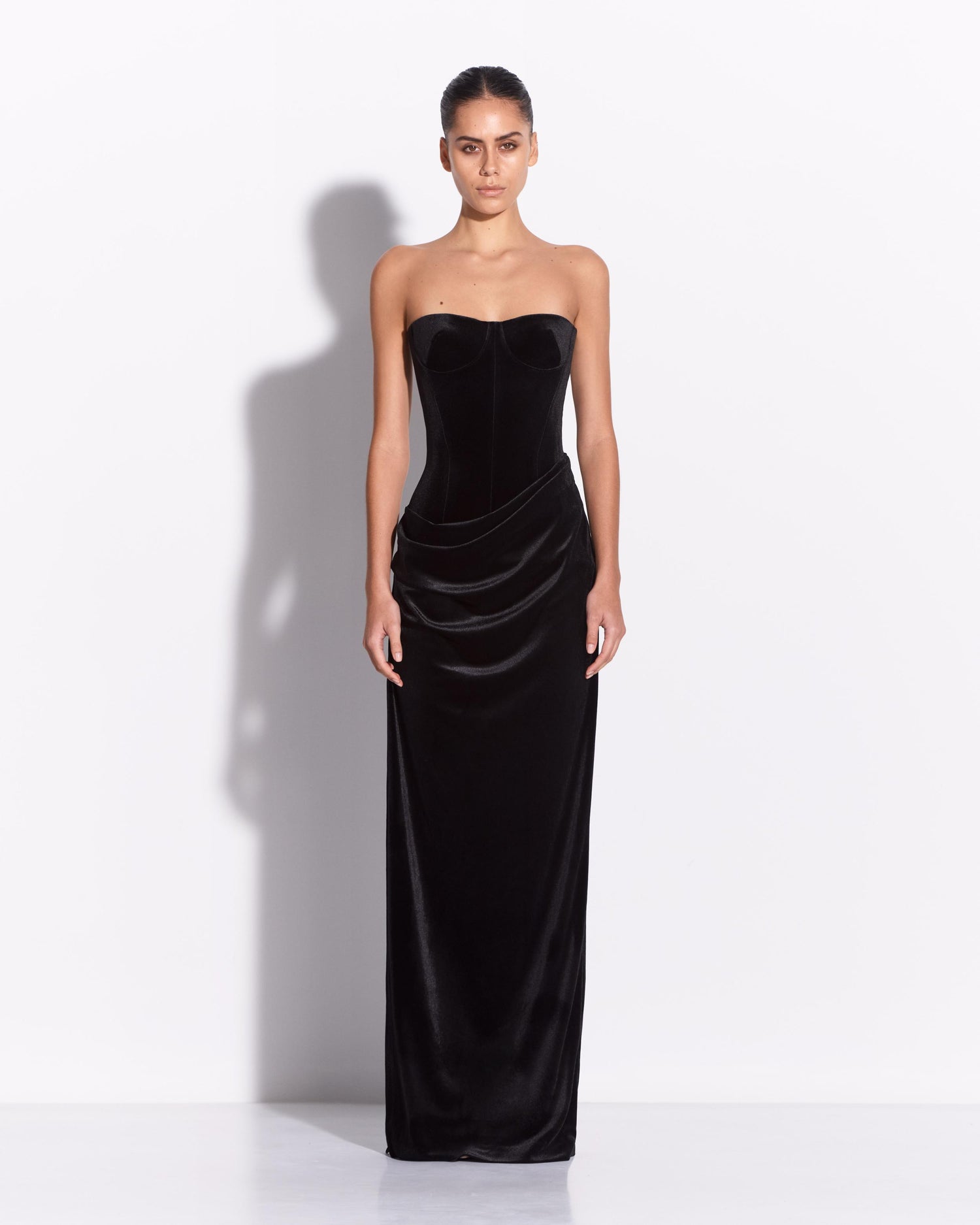 Strapless Drape Column in Velvet