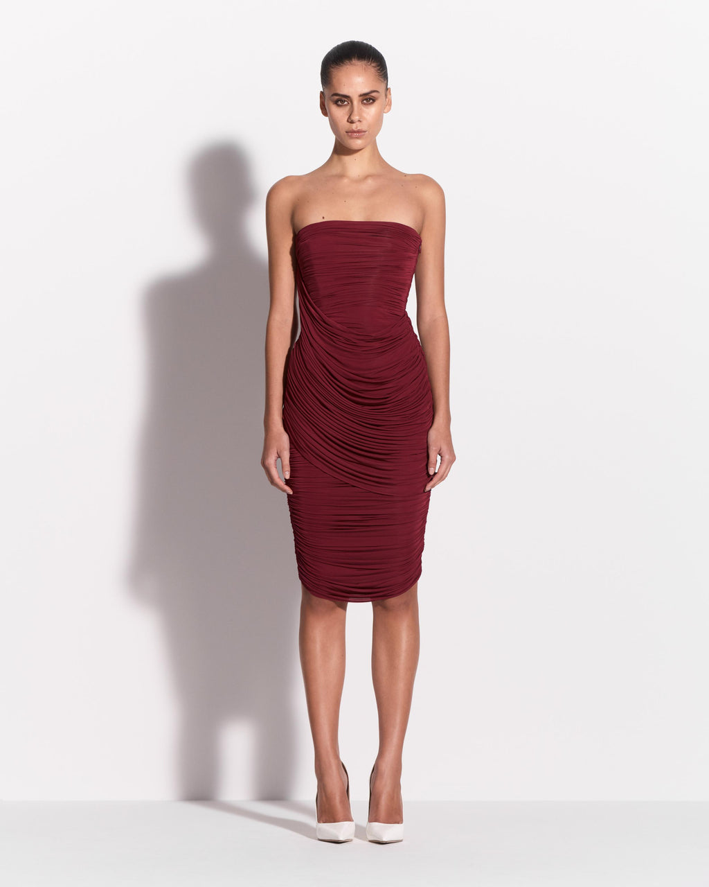 Strapless Drape Dress in Jersey