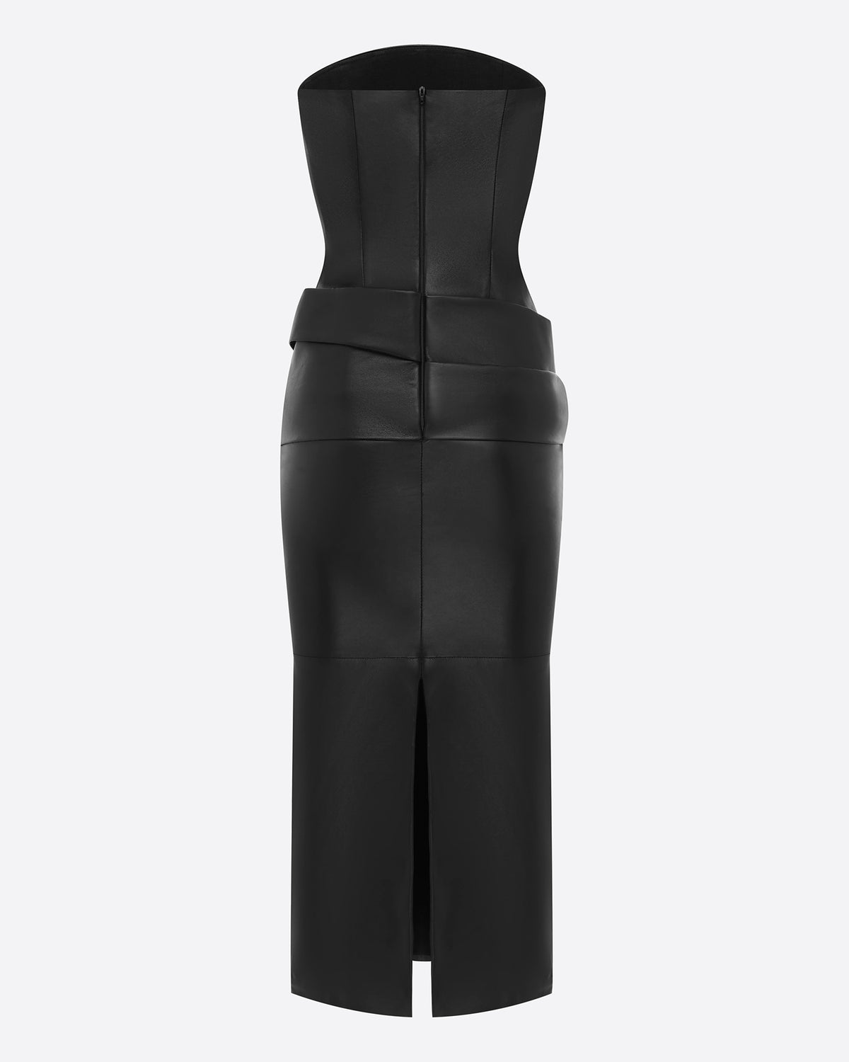 Strapless Drape Dress in Leather