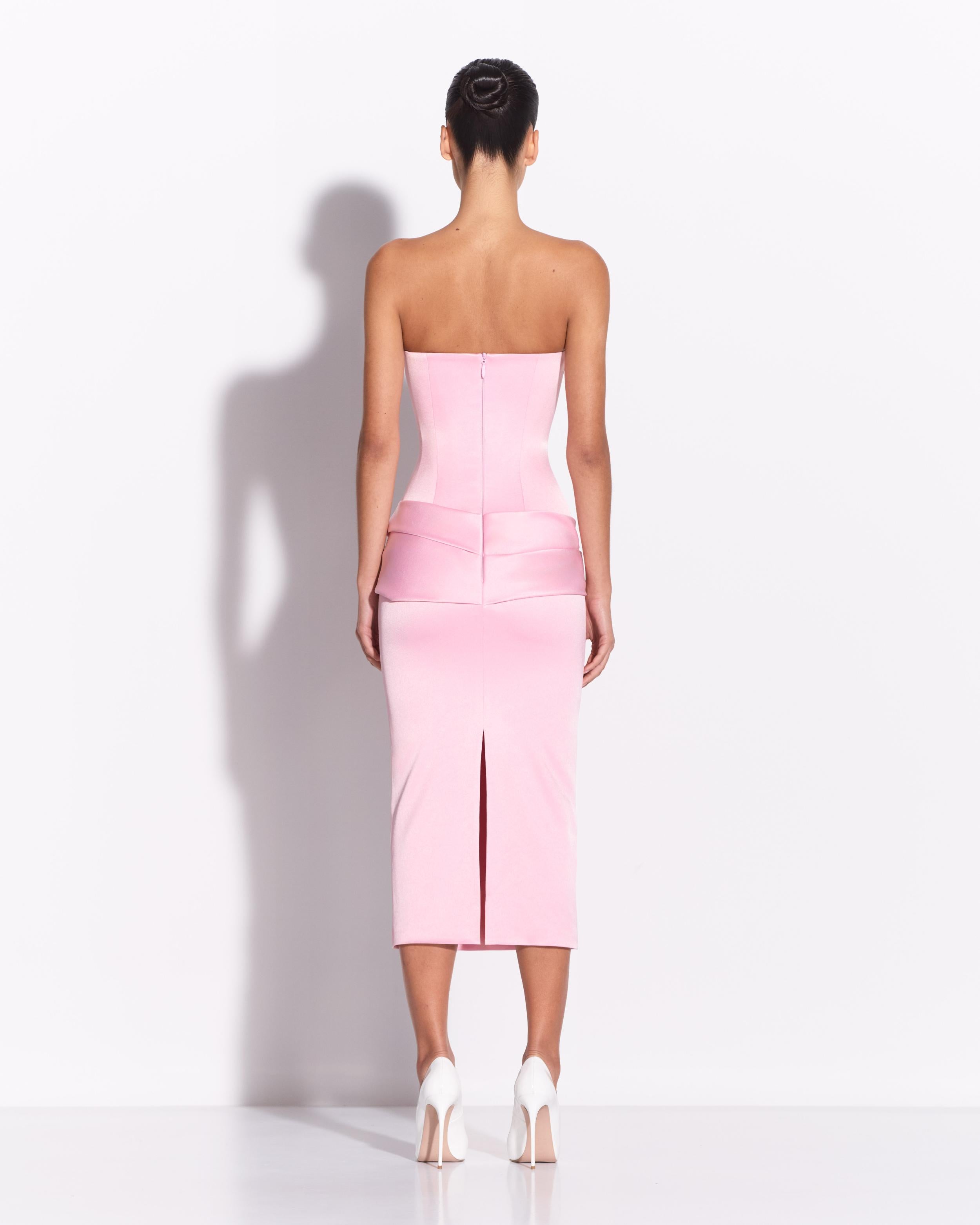 Strapless Drape Dress in Satin Crepe
