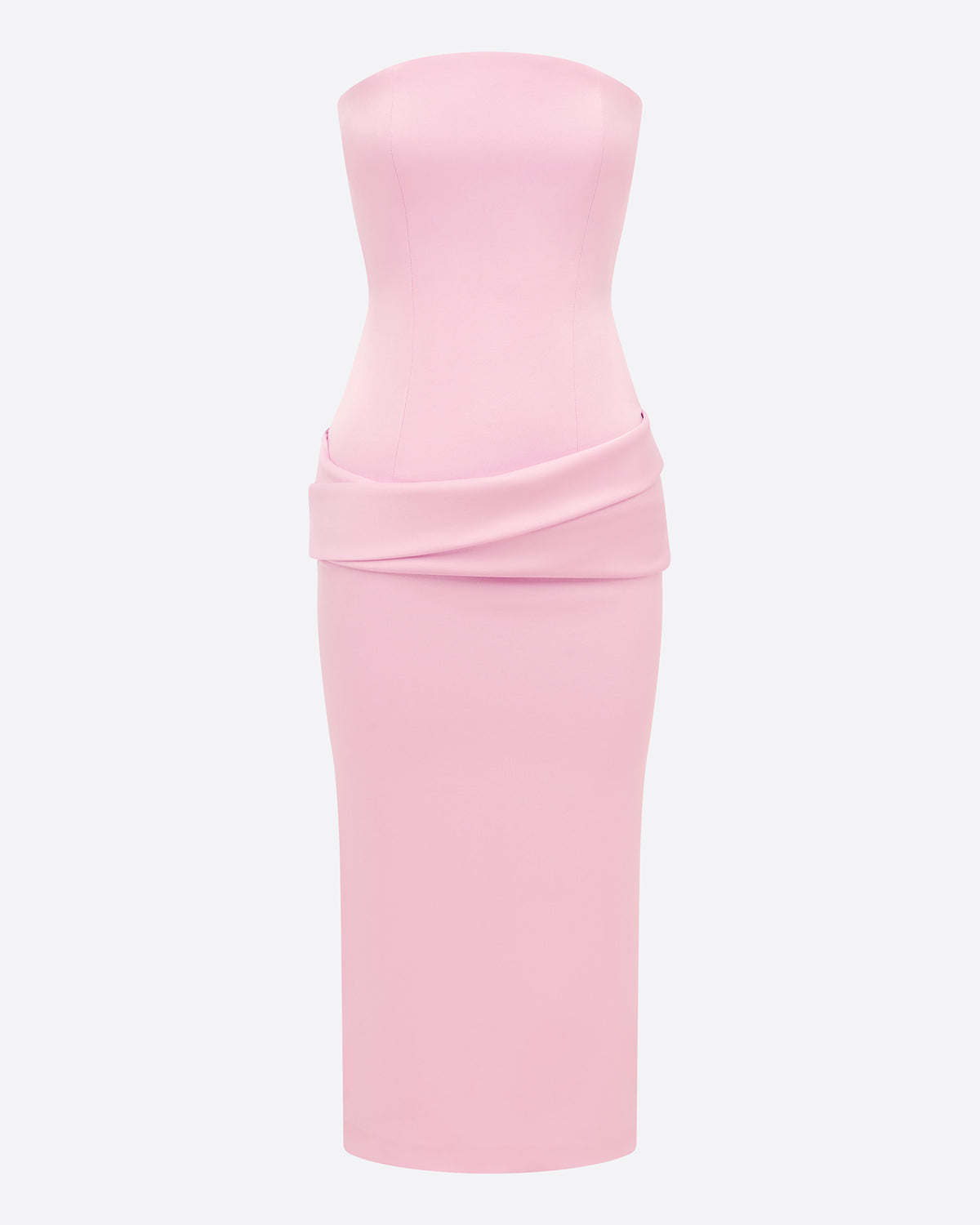 Strapless Drape Dress in Satin Crepe