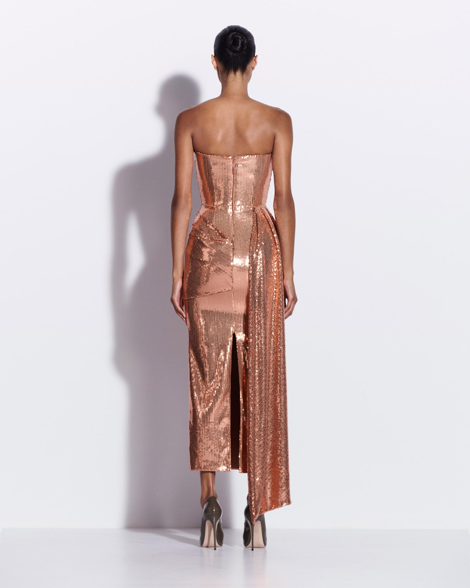 Strapless Drape Dress in Sequin