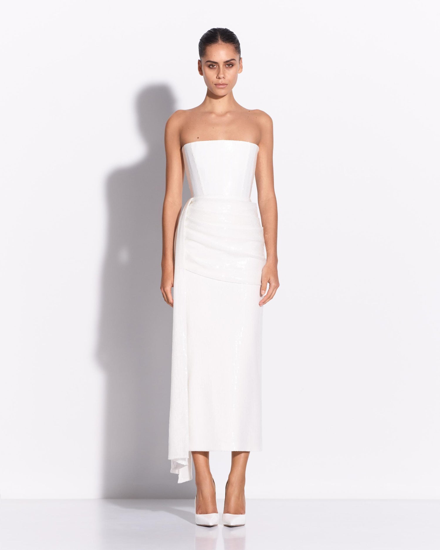 Strapless Drape Dress in Sequin