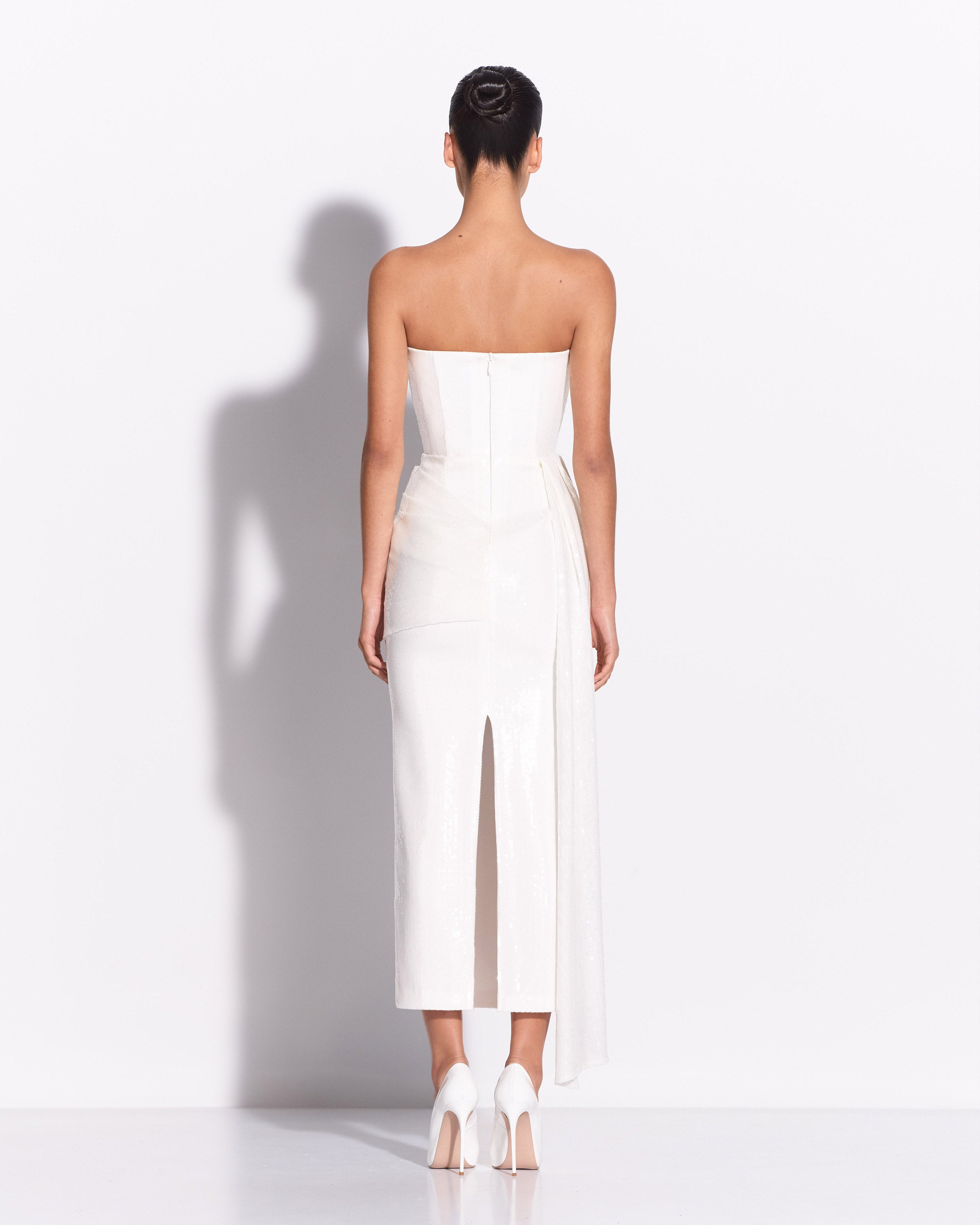 Strapless Drape Dress in Sequin