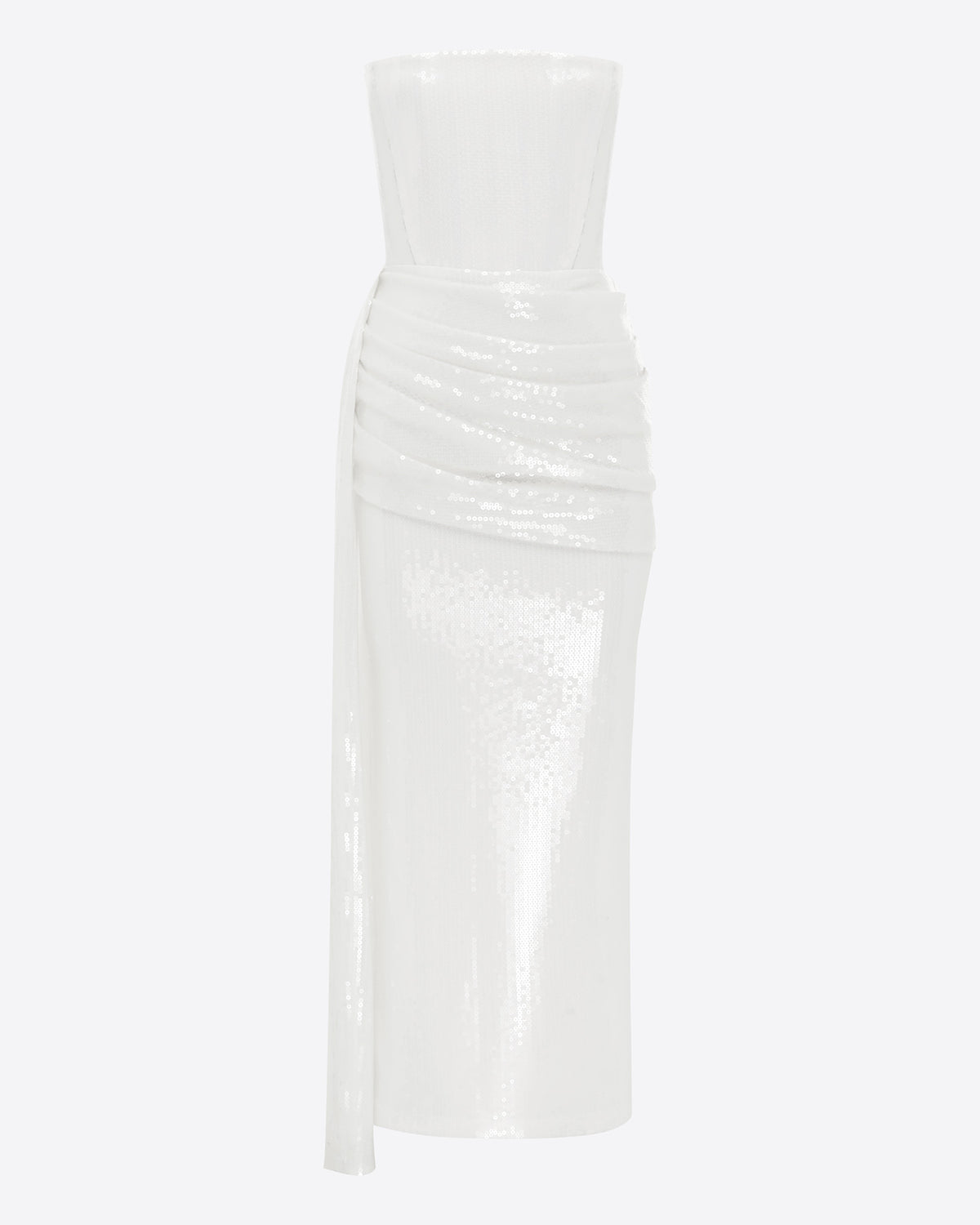 Strapless Drape Dress in Sequin