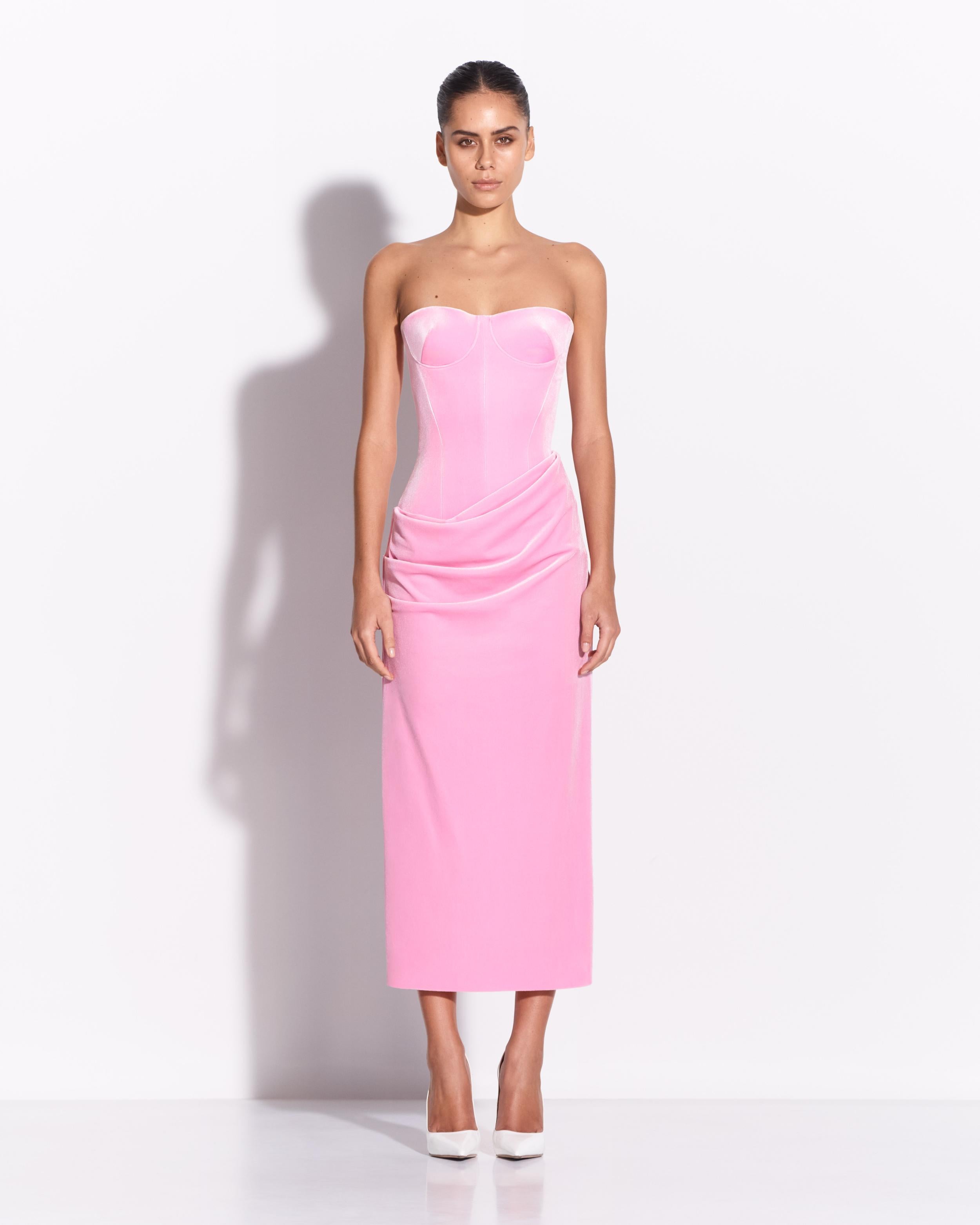 Strapless Drape Dress in Velvet