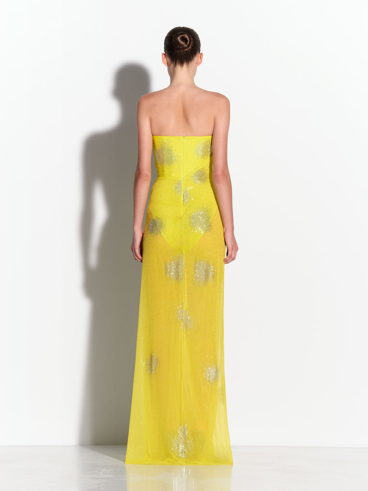 Strapless Drape Gown in Crystal Mesh