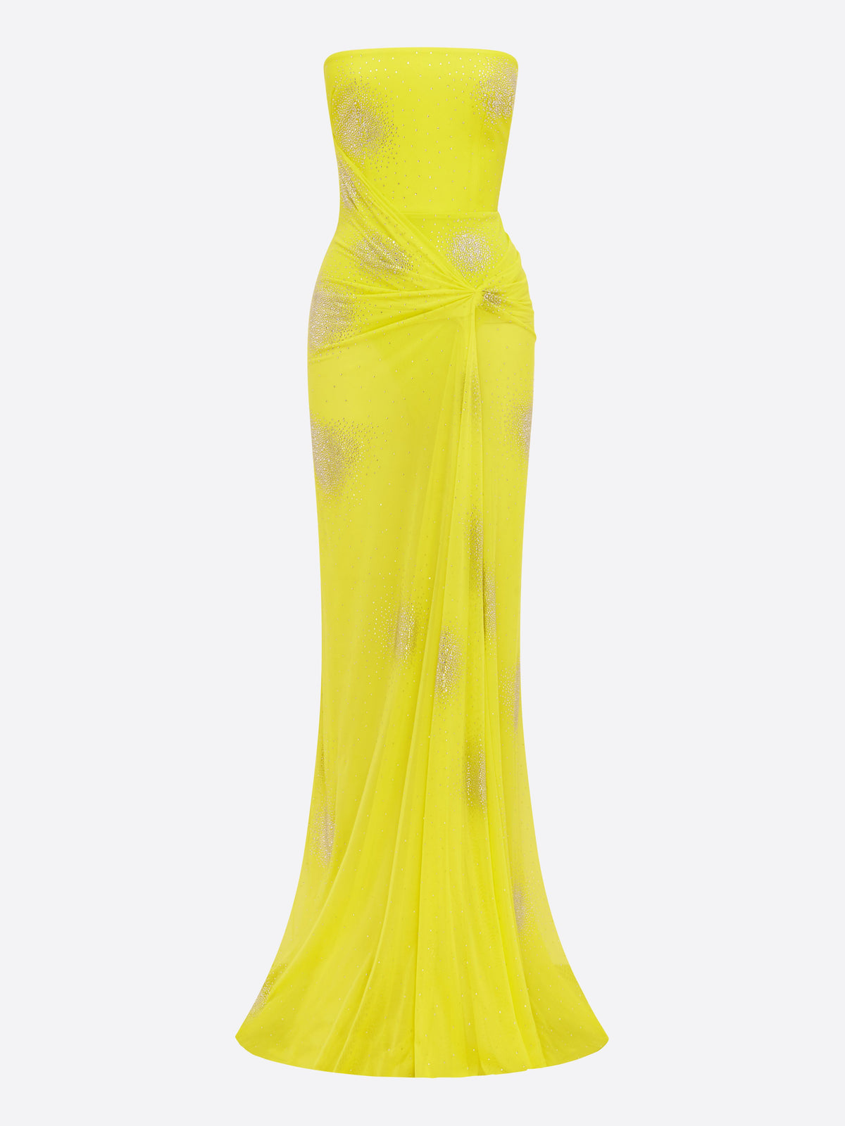 Strapless Drape Gown in Crystal Mesh