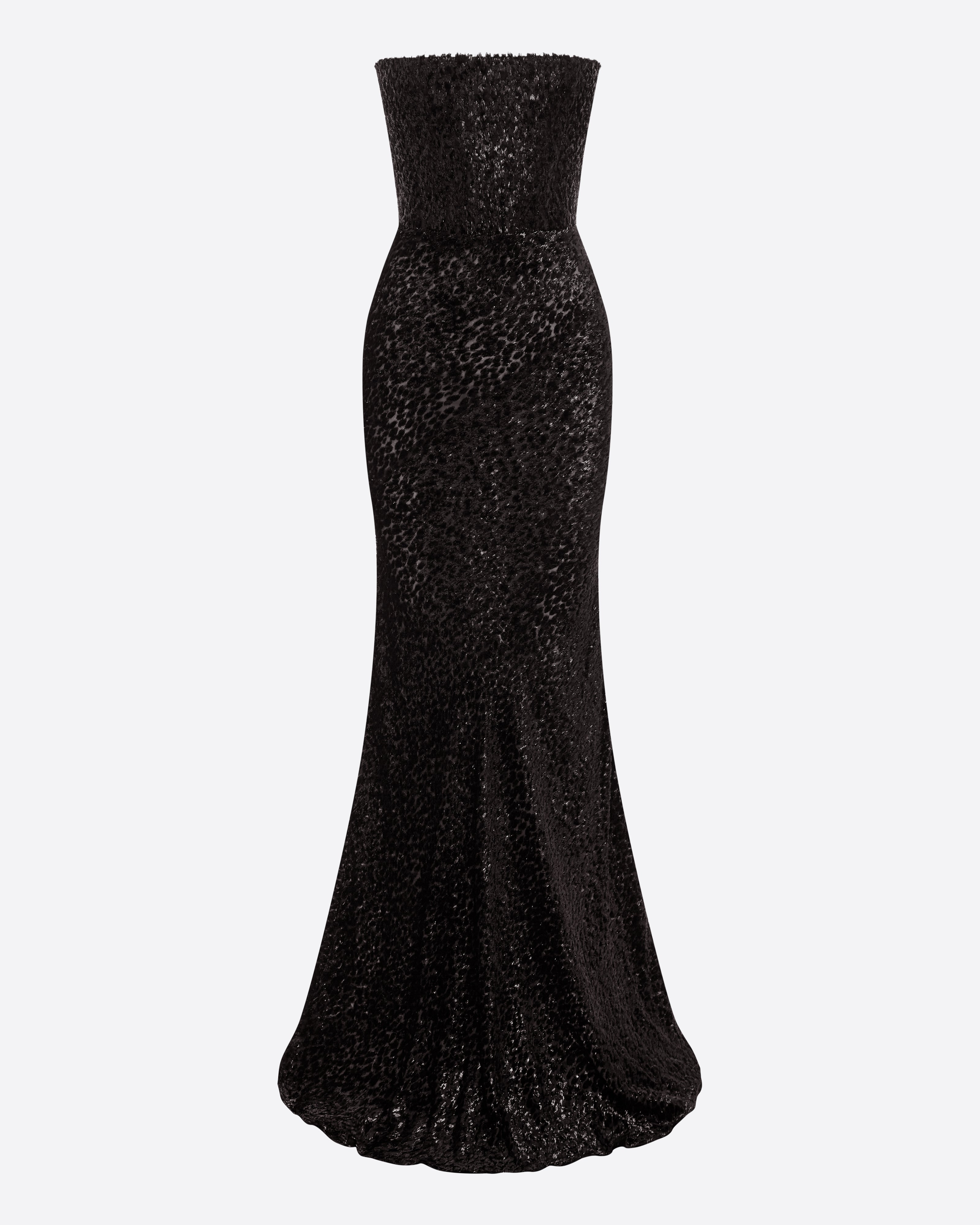 Strapless Drape Gown in Devoré