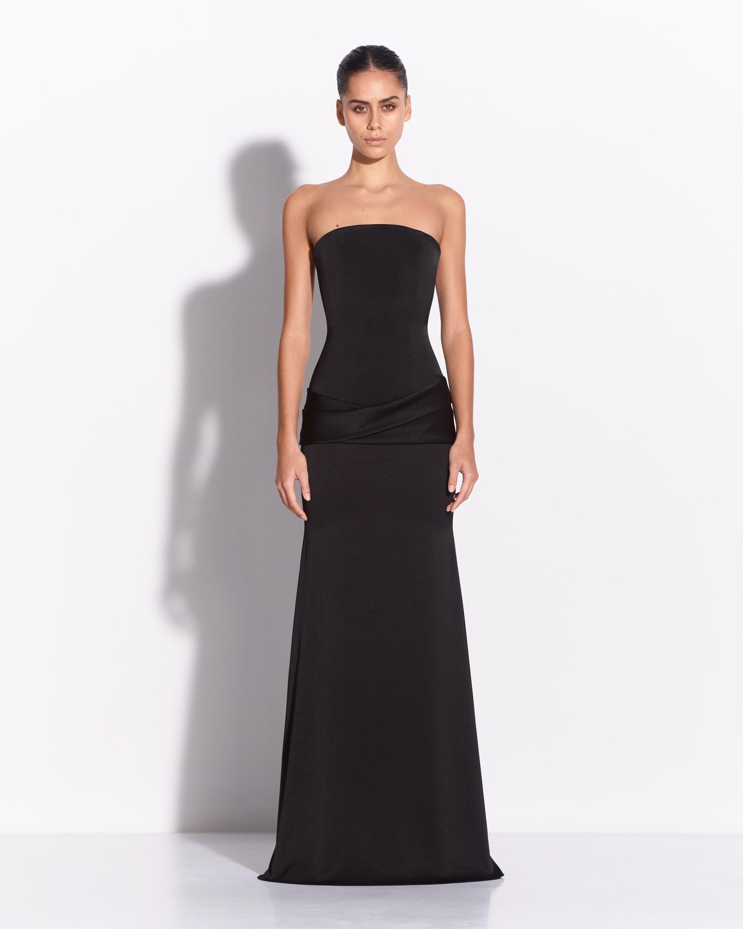 Strapless Drape Gown in Satin Crepe