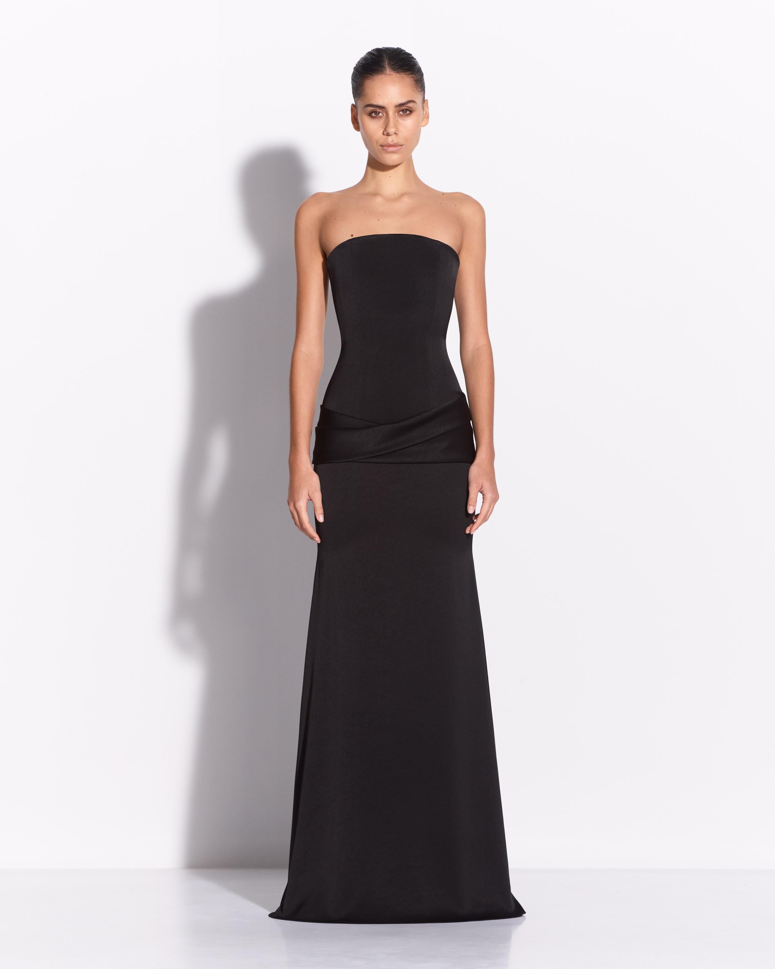 Strapless Drape Gown in Satin Crepe