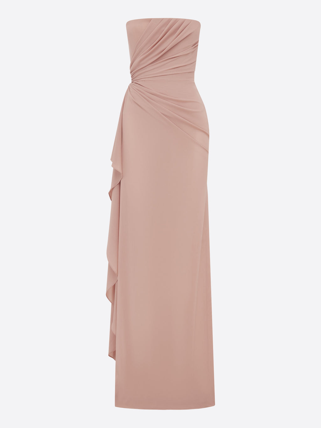 Strapless Drape Gown in Stretch Mesh