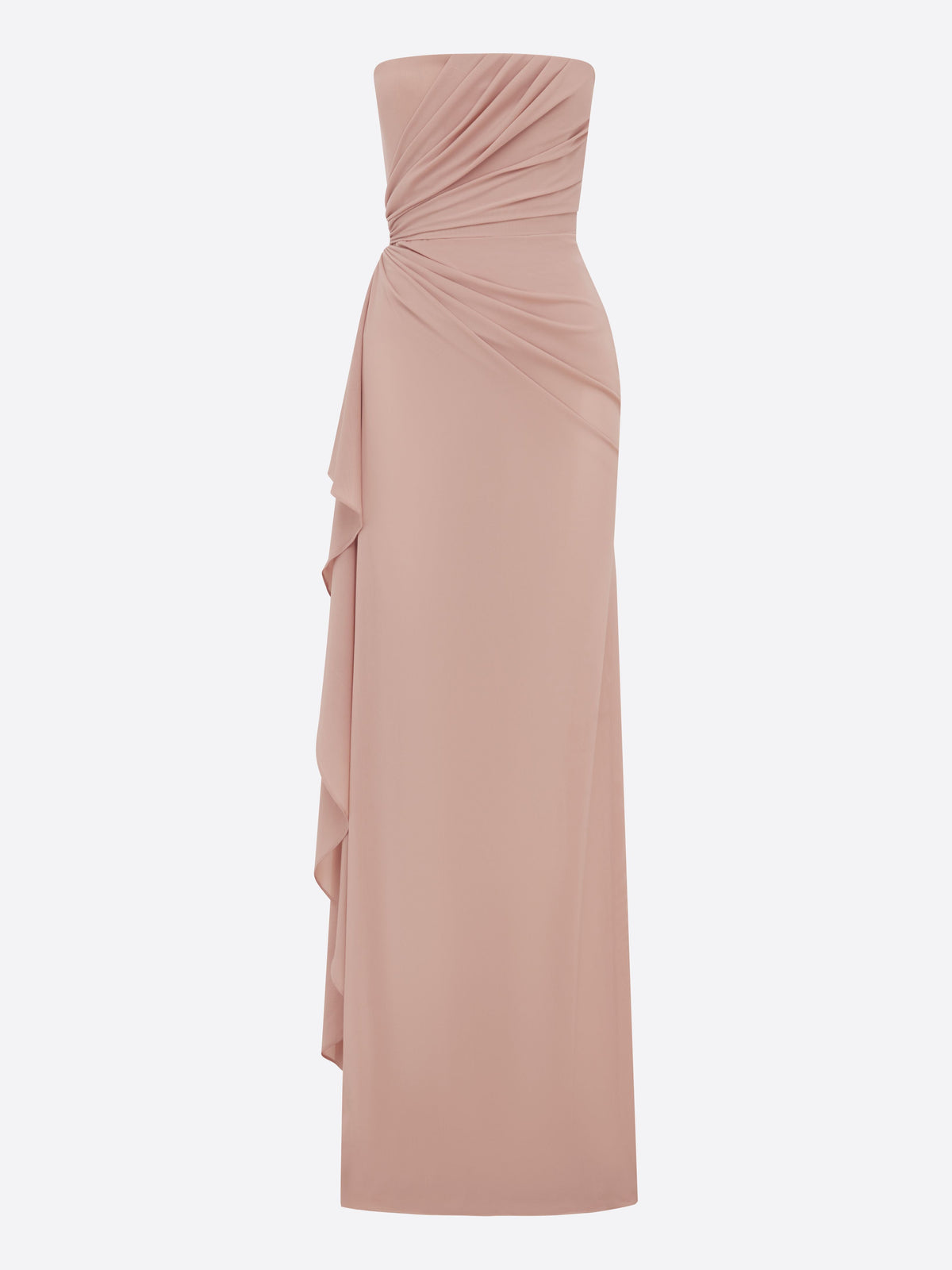 Strapless Drape Gown in Stretch Mesh