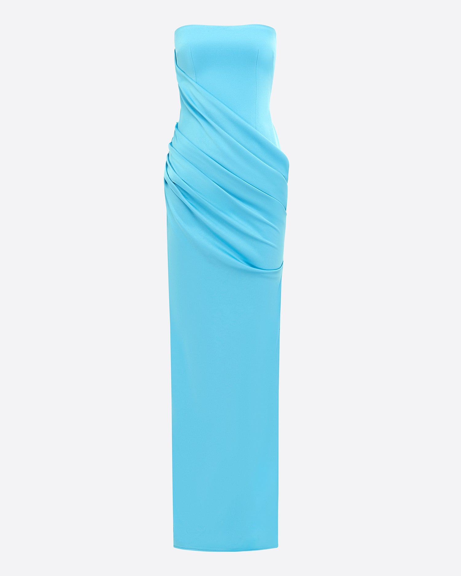 Strapless Drape Longline Column in Satin Crepe