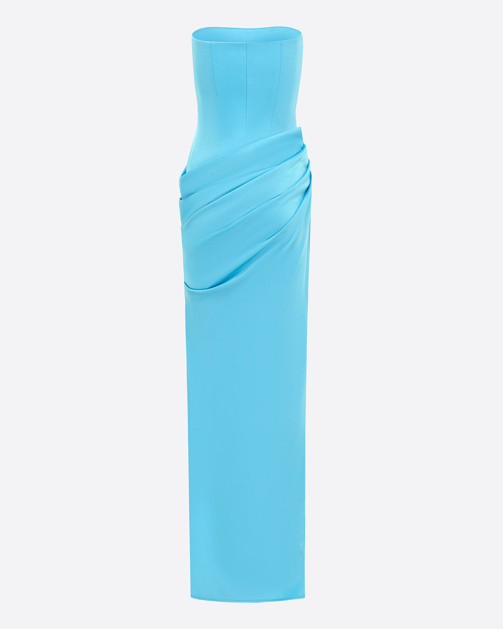Strapless Drape Longline Column in Satin Crepe