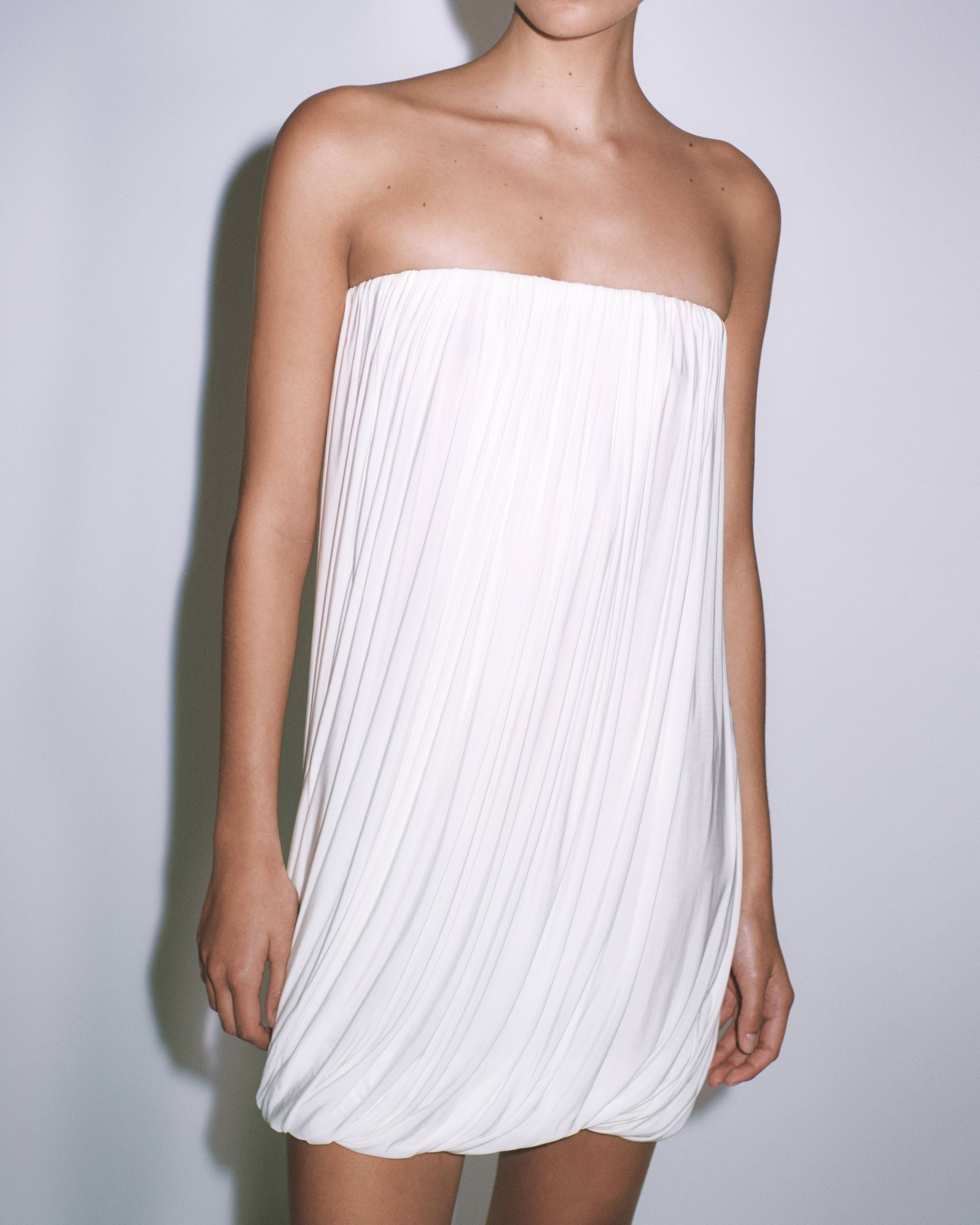 Strapless Drape Mini Dress in Jersey