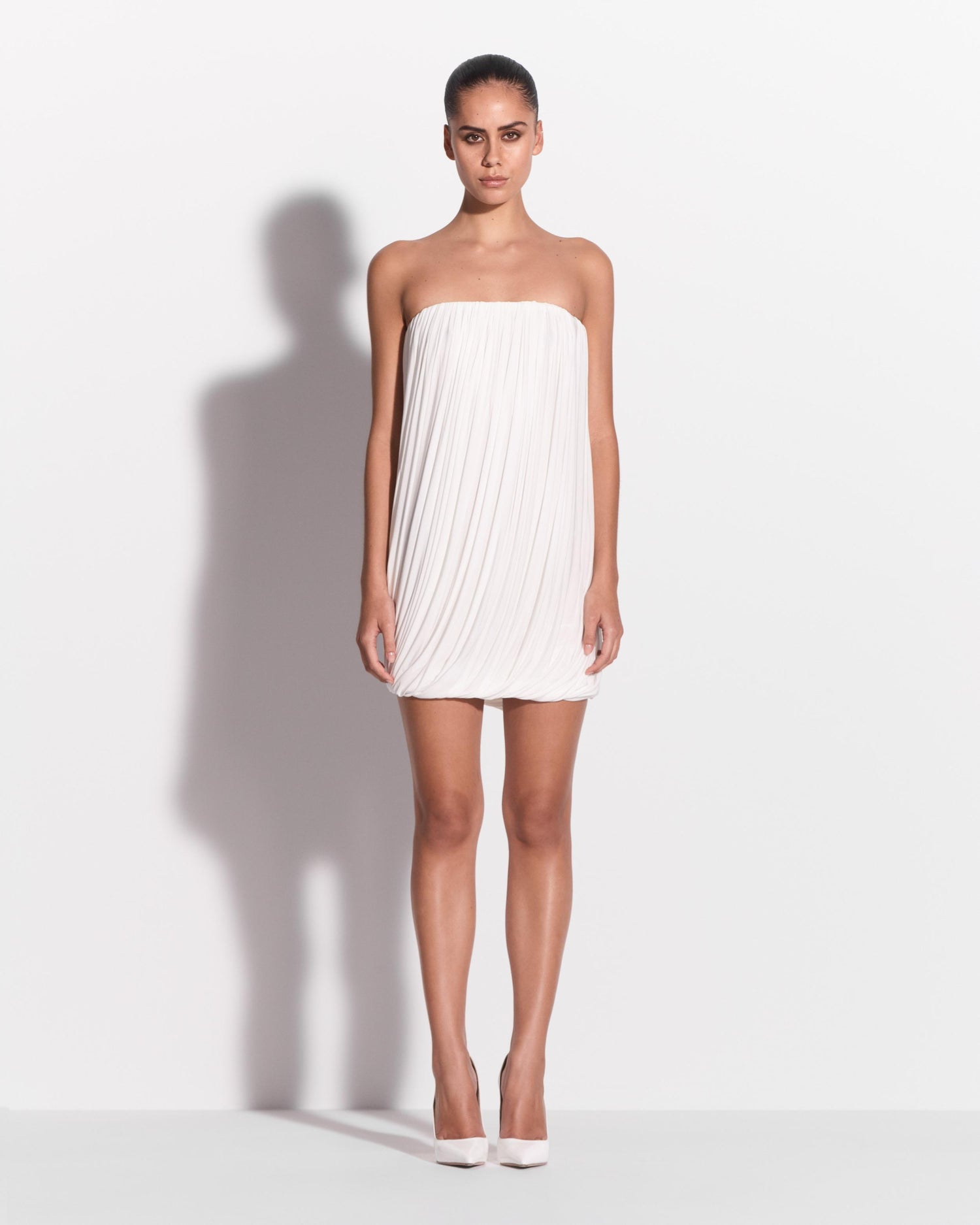 Strapless Drape Mini Dress in Jersey