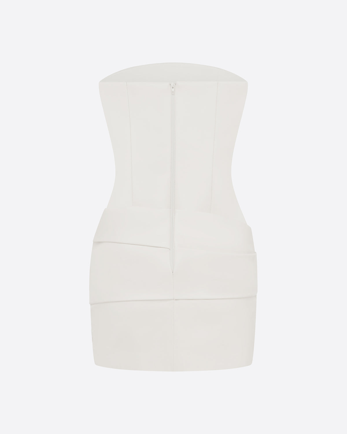 Strapless Drape Mini Dress in Leather