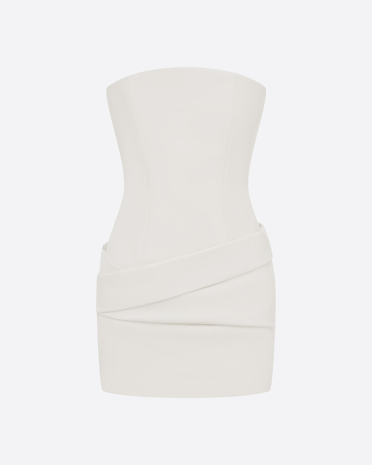 Strapless Drape Mini Dress in Leather