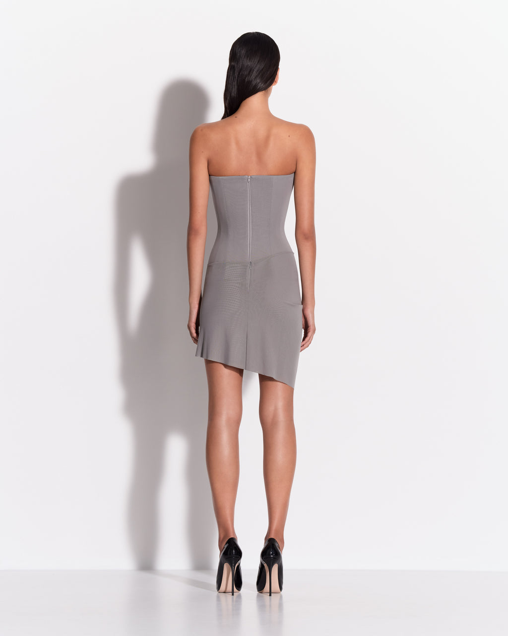 Strapless Drape Mini Dress in Stretch Mesh