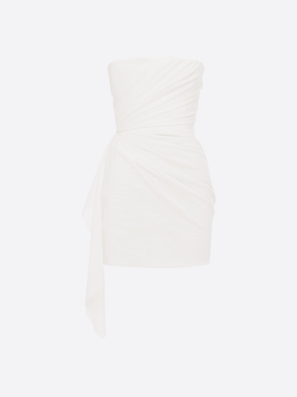 Strapless Drape Mini Dress in Stretch Mesh