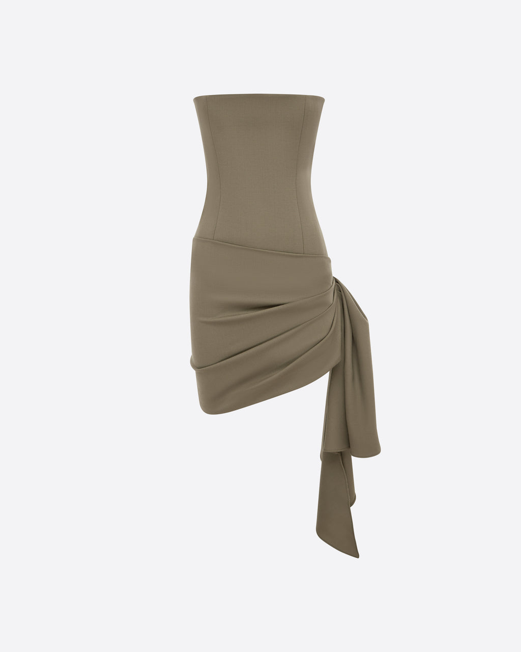 Strapless Drape Mini Dress in Wool Suiting