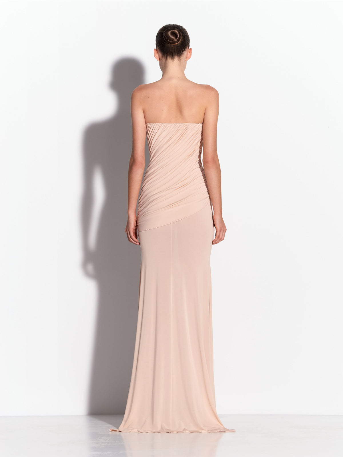 Strapless Draped Gown in Dry Jersey