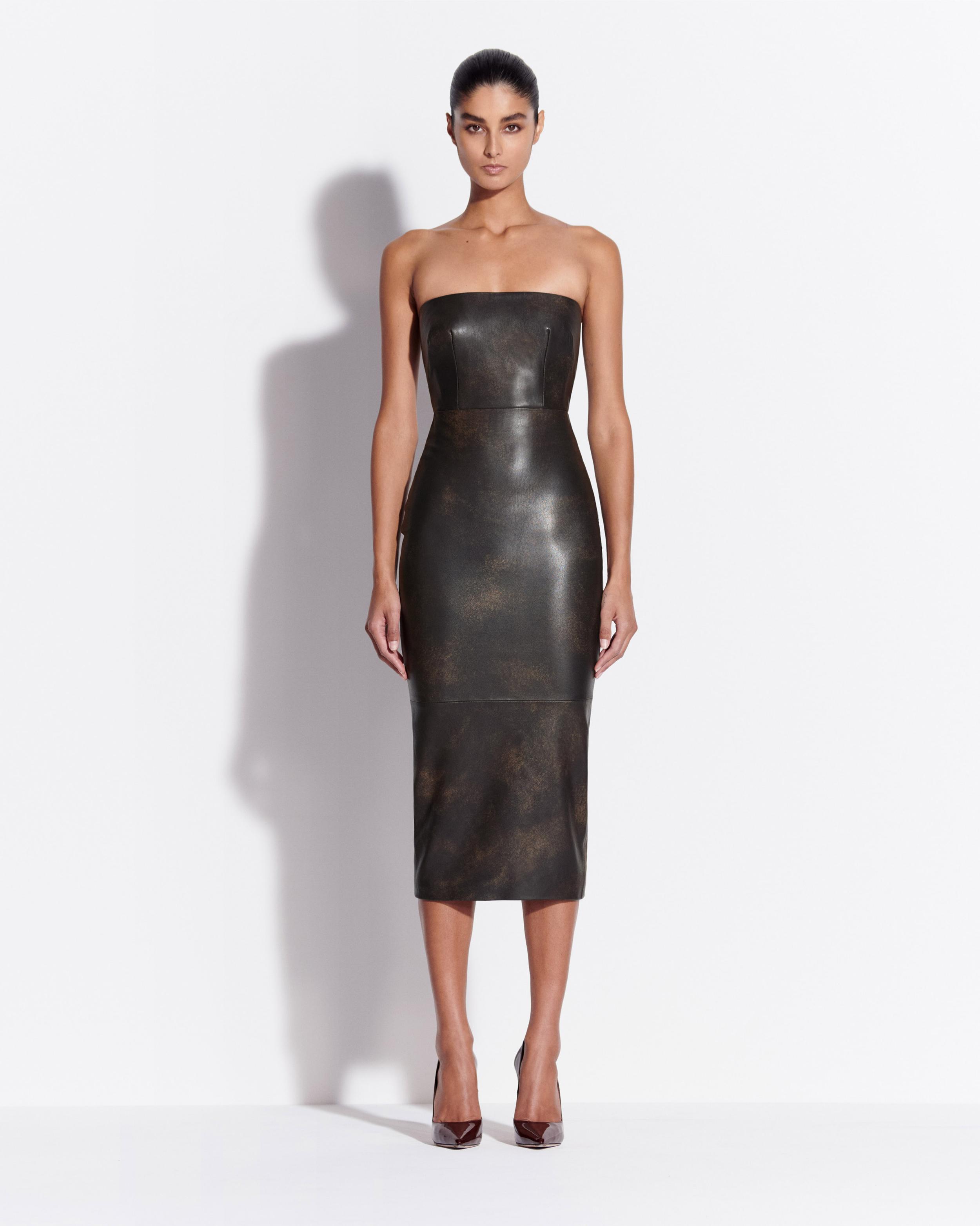 Strapless Dress in Leather
