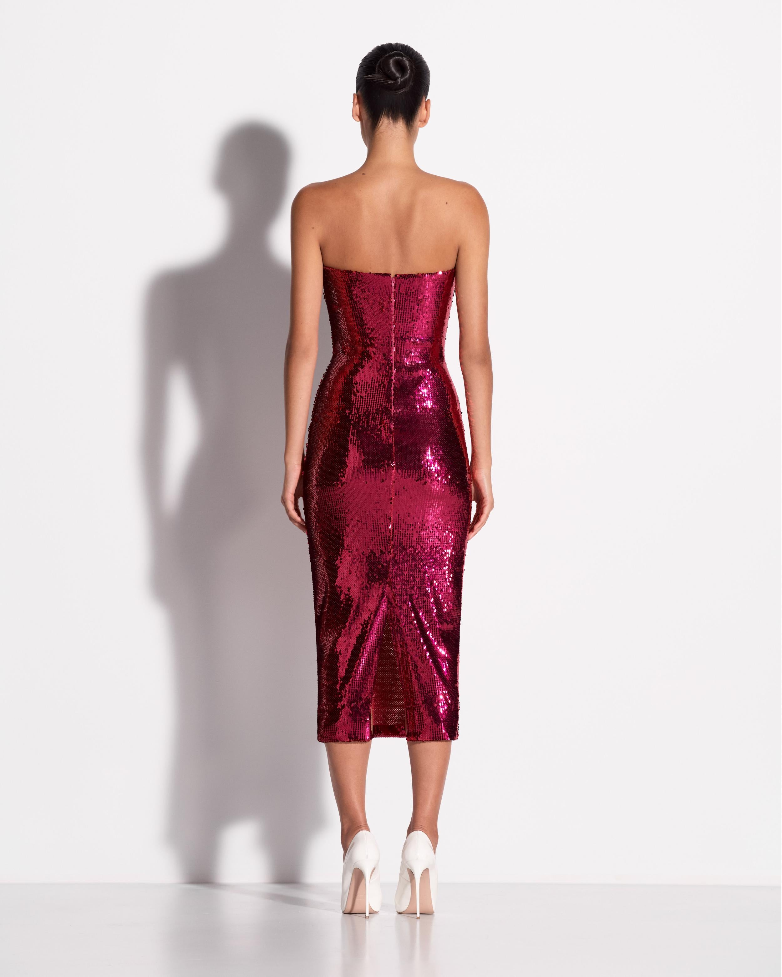 Strapless Dress in Sequin Mesh