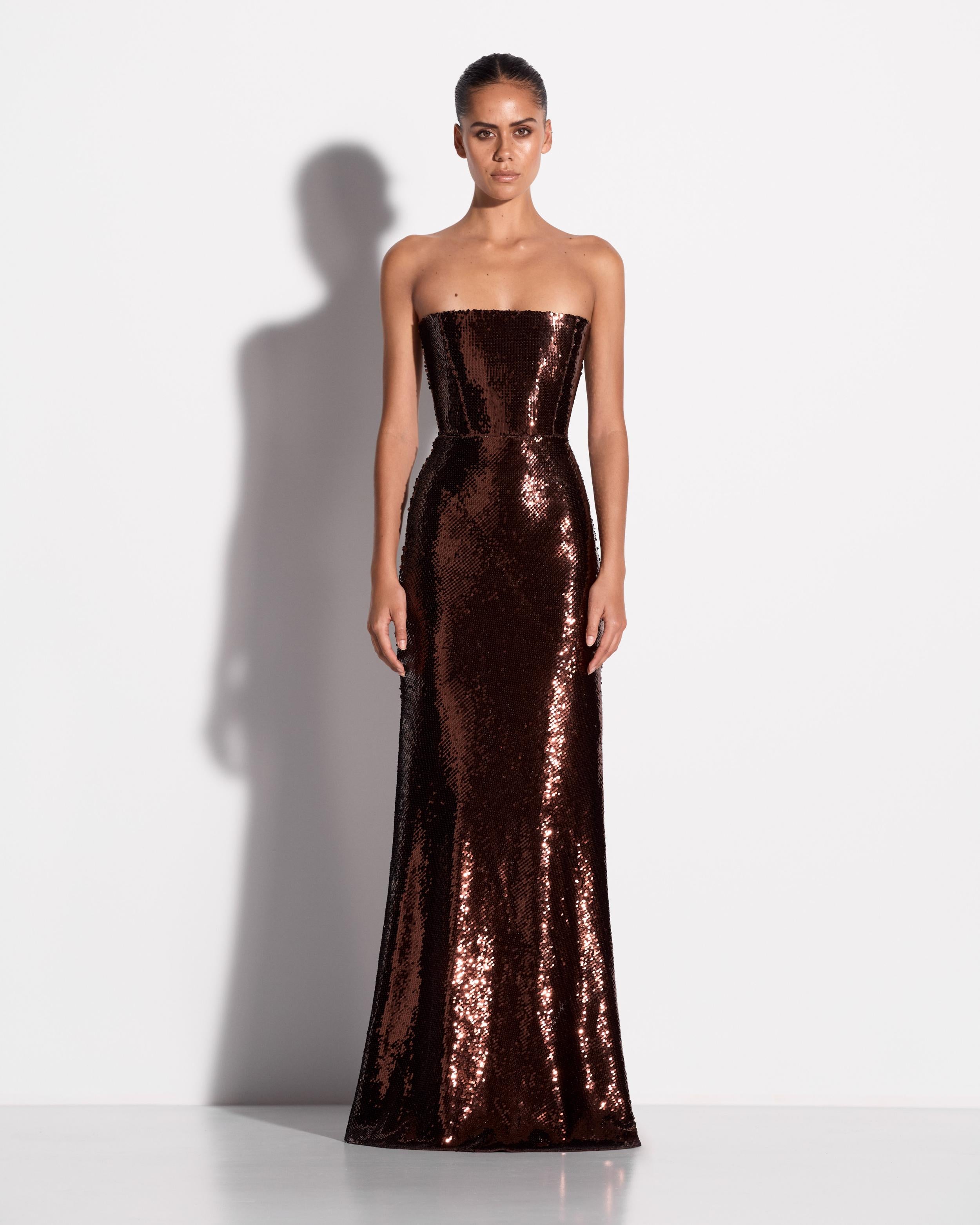 Strapless Gown in Sequin Mesh