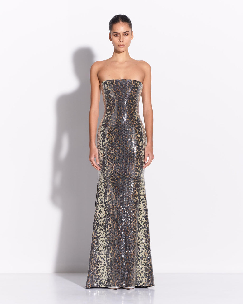 Strapless Gown in Sequin Stretch Mesh