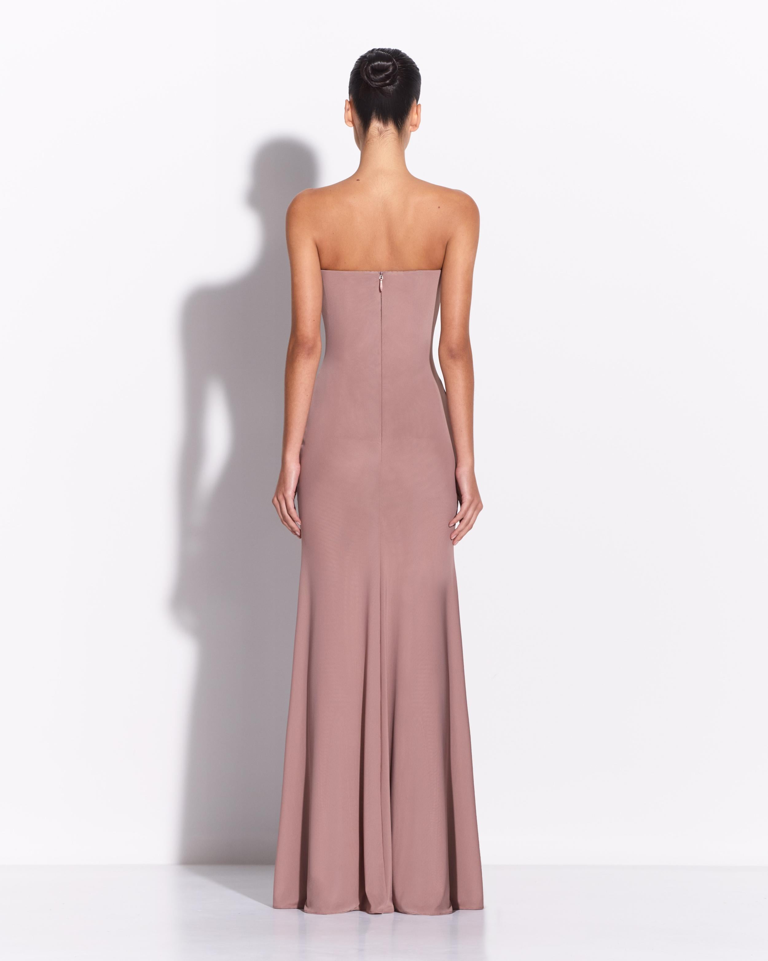 Strapless Gown in Stretch Mesh