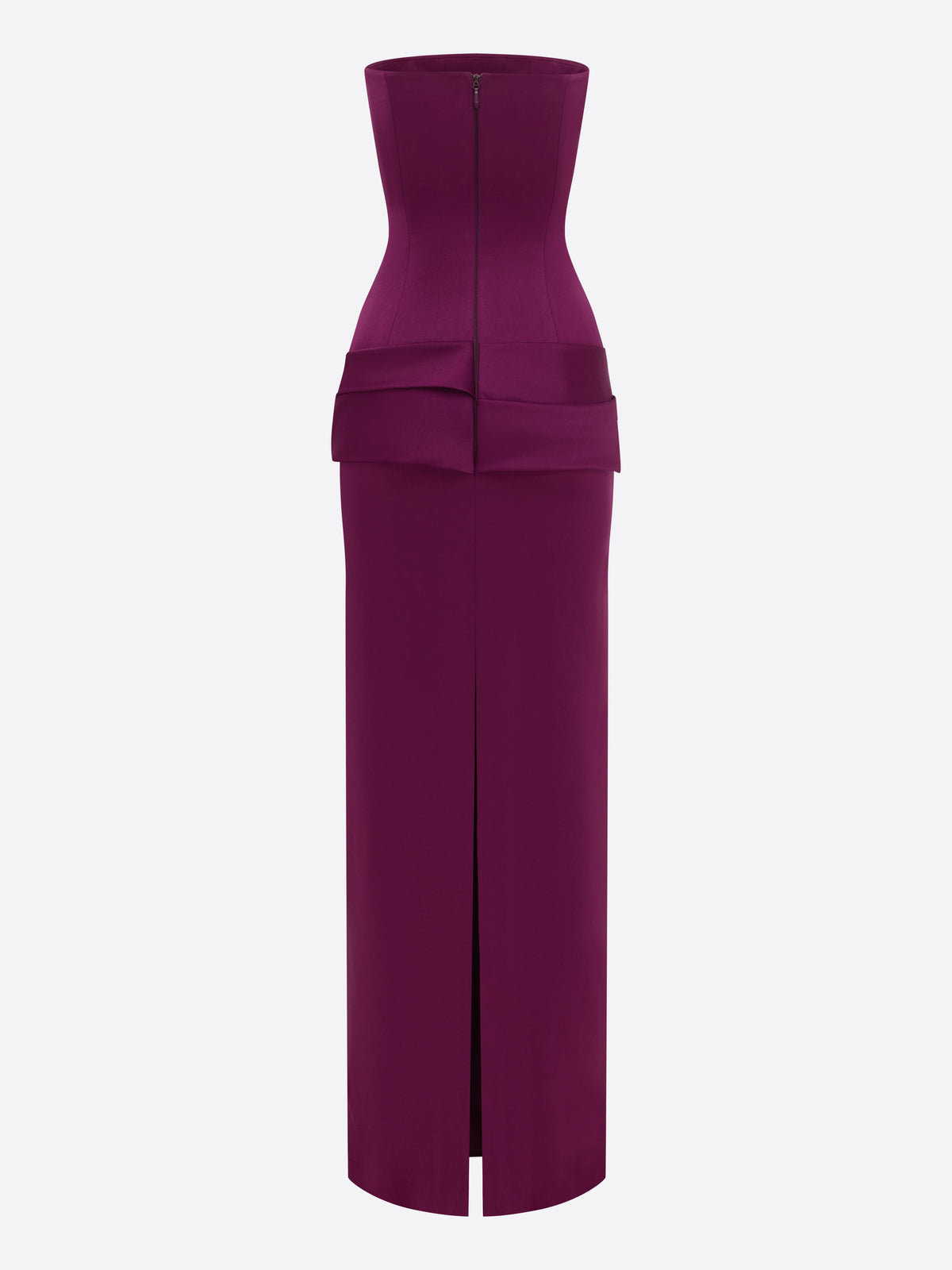 Strapless Longline Drape Column in Satin Crepe