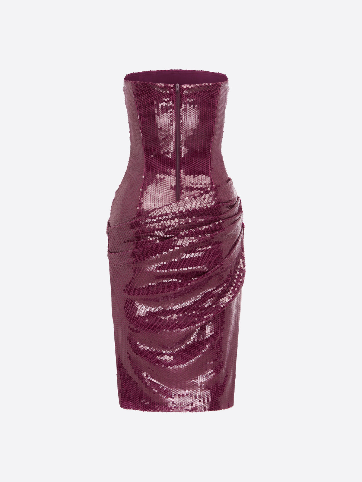 Strapless Longline Drape Dress in Sequin Mesh