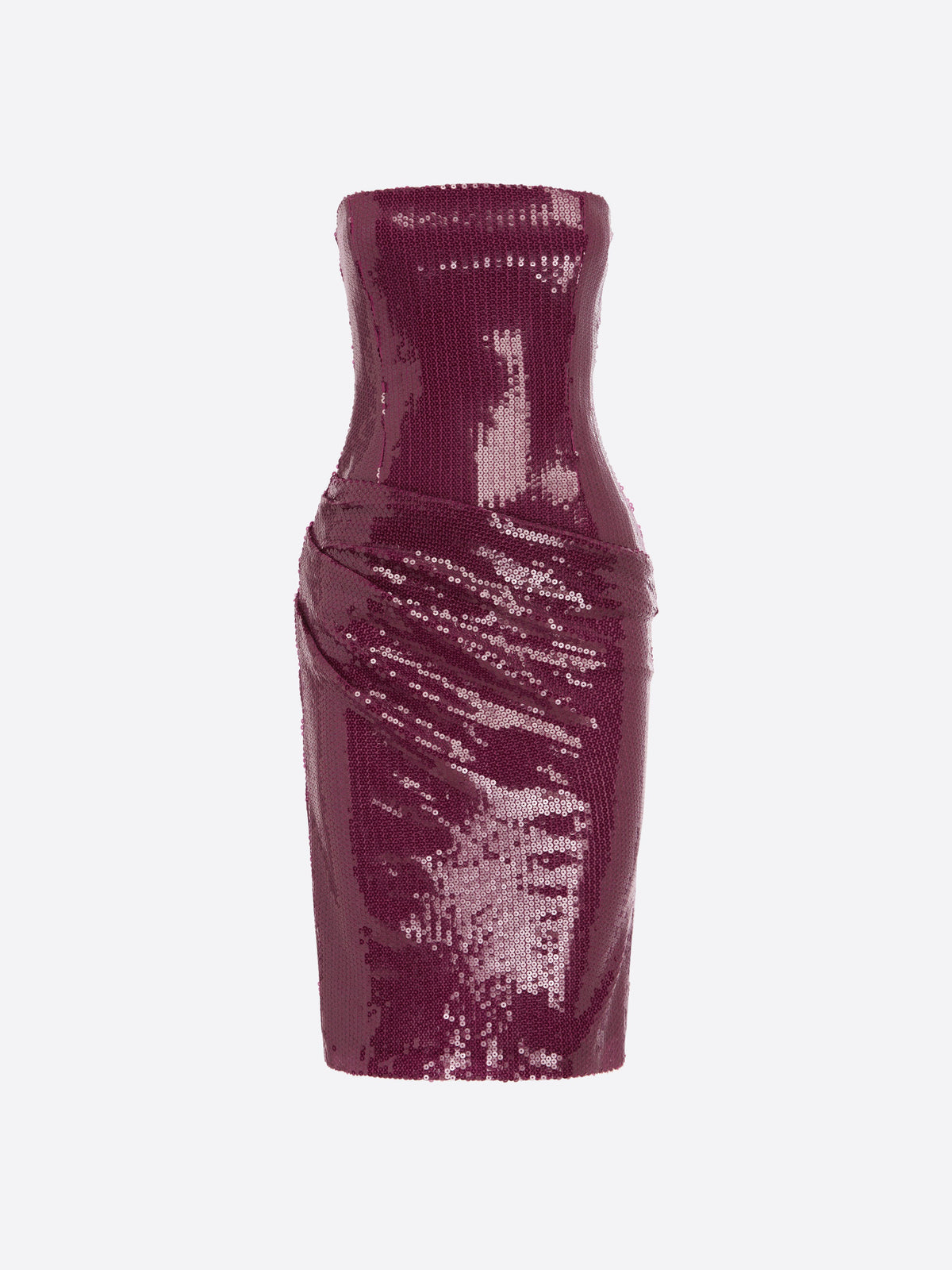 Strapless Longline Drape Dress in Sequin Mesh