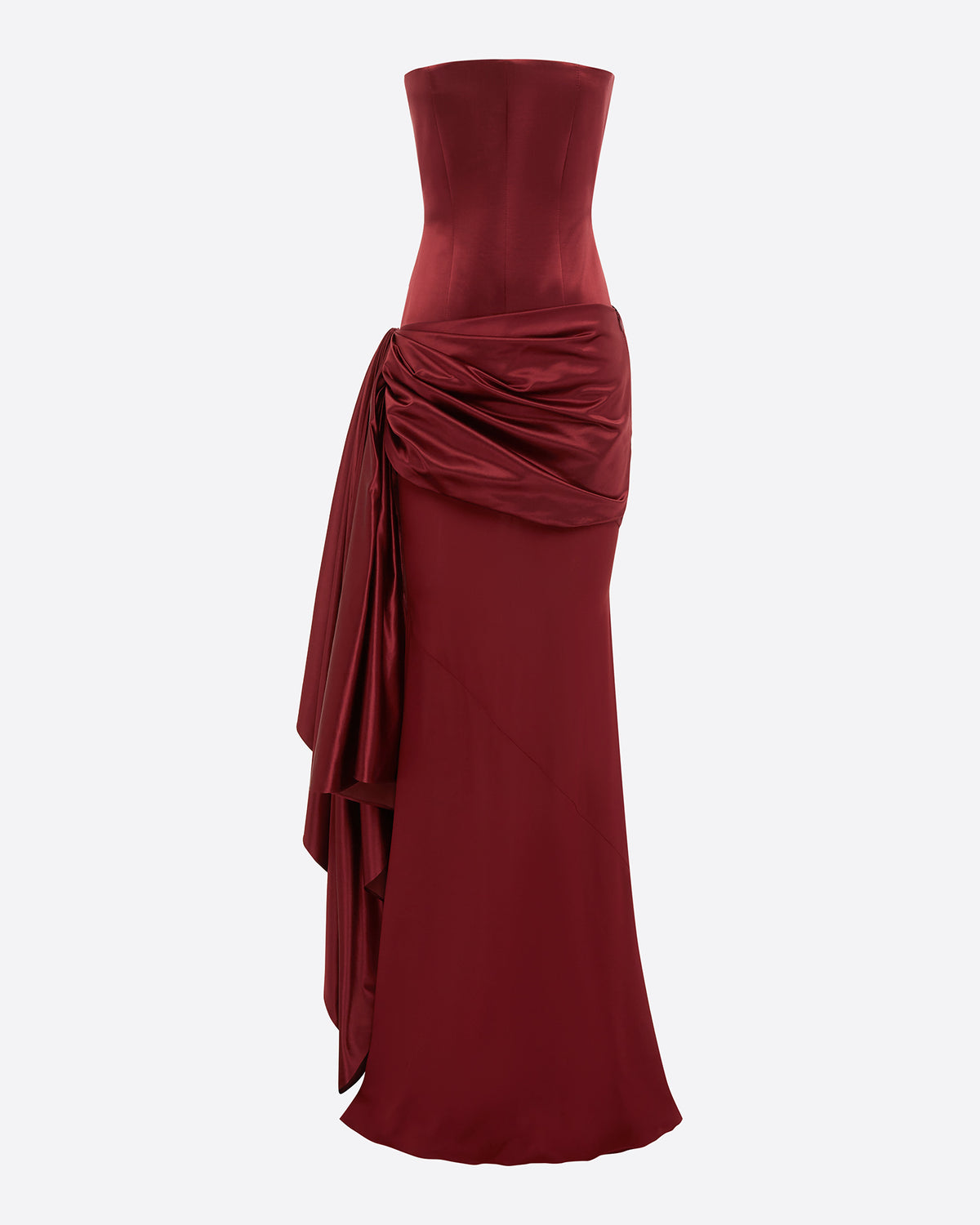 Strapless Longline Drape Gown in Duchess Satin
