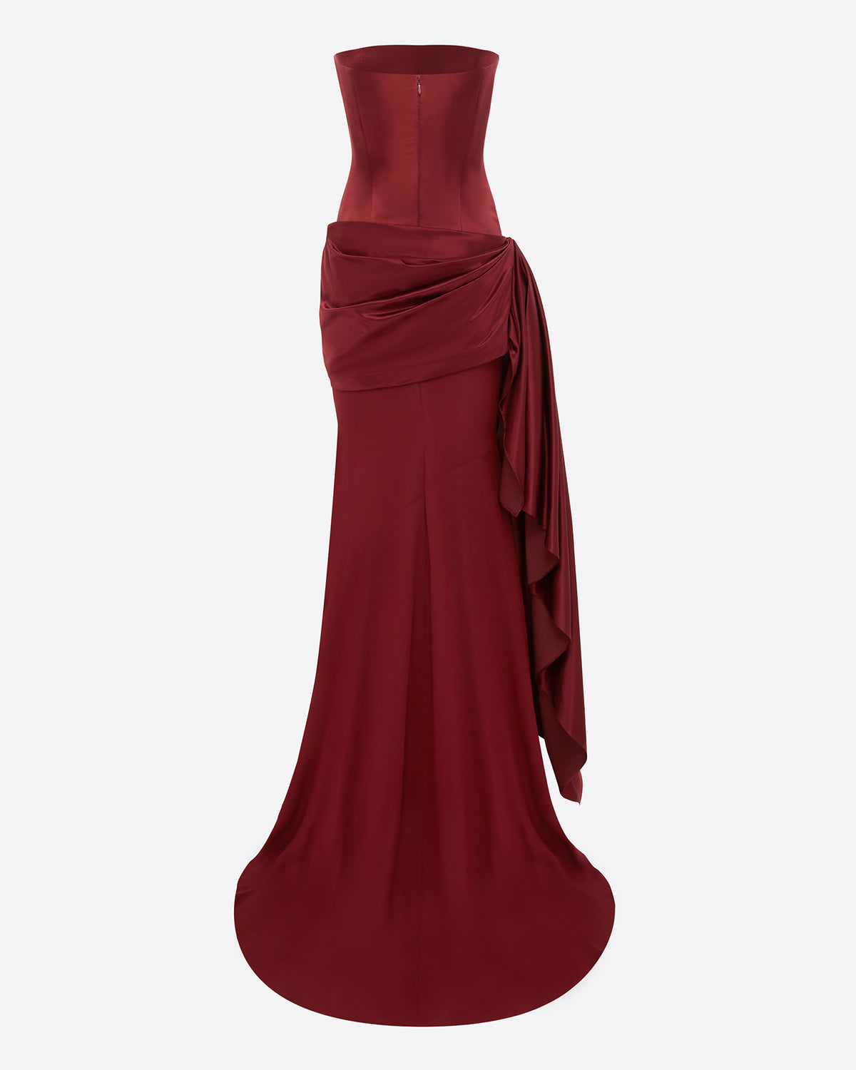 Strapless Longline Drape Gown in Duchess Satin