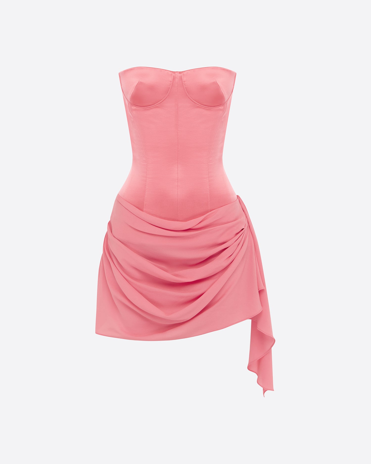 Strapless Longline Mini Dress in Duchess Satin