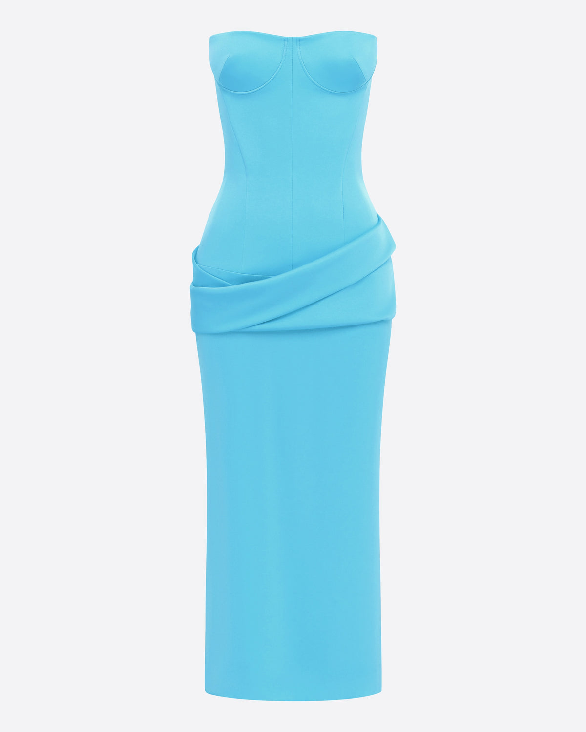Strapless Longline Dress in Satin Crepe