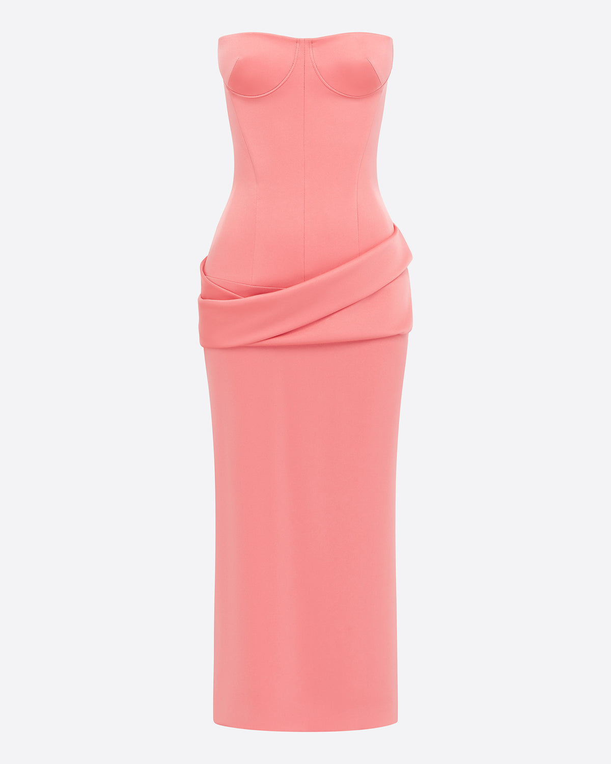 Strapless Longline Dress in Satin Crepe