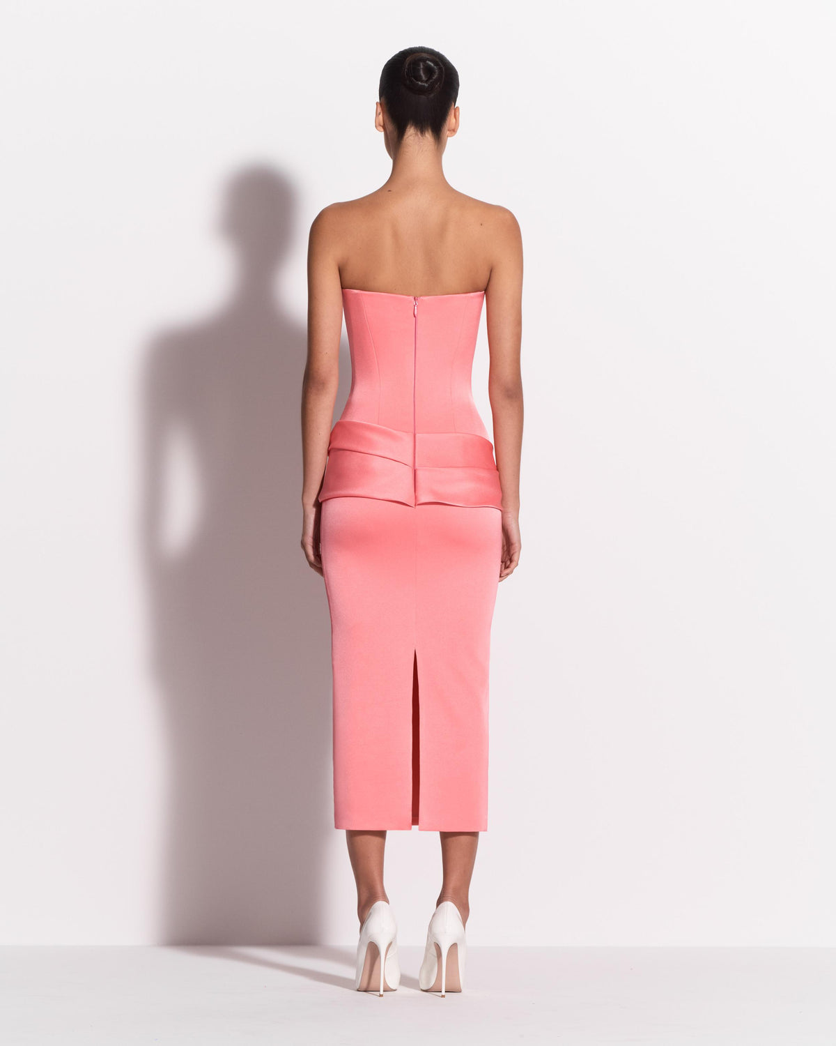 Strapless Longline Dress in Satin Crepe