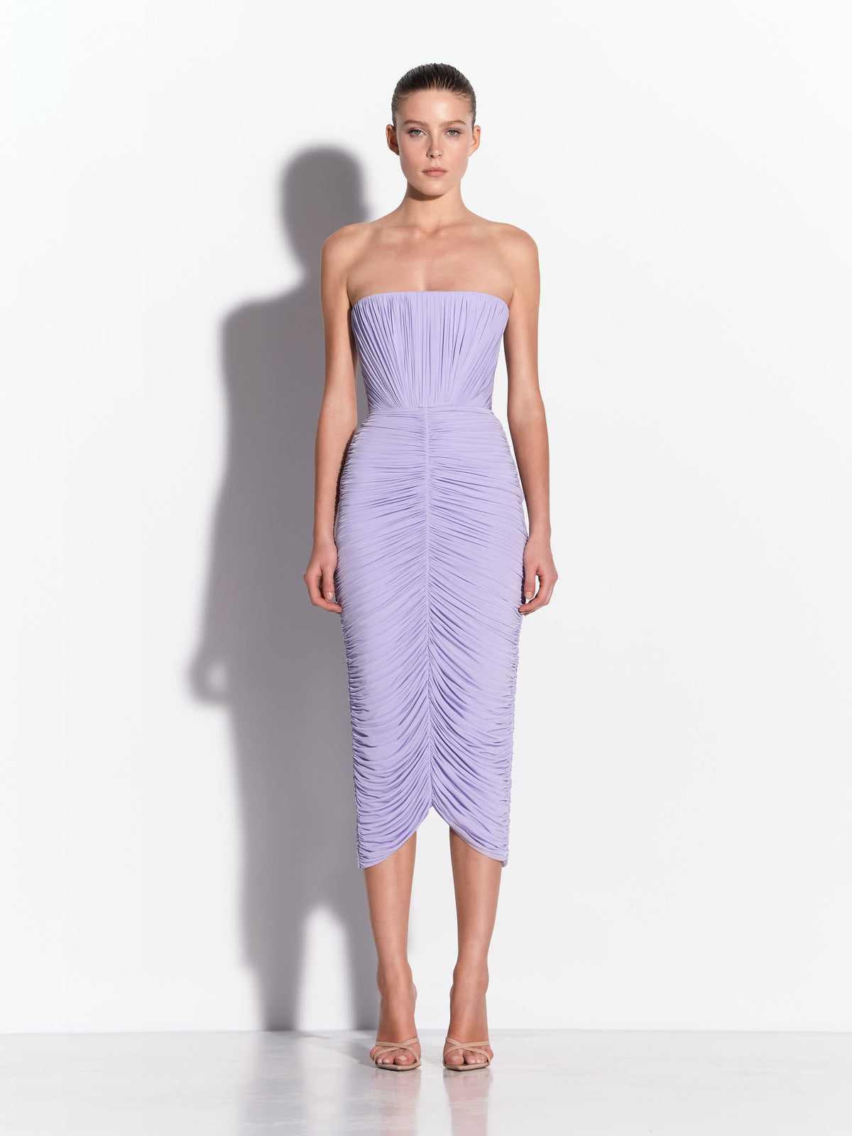 Strapless Ruched Dress in Fine Jersey