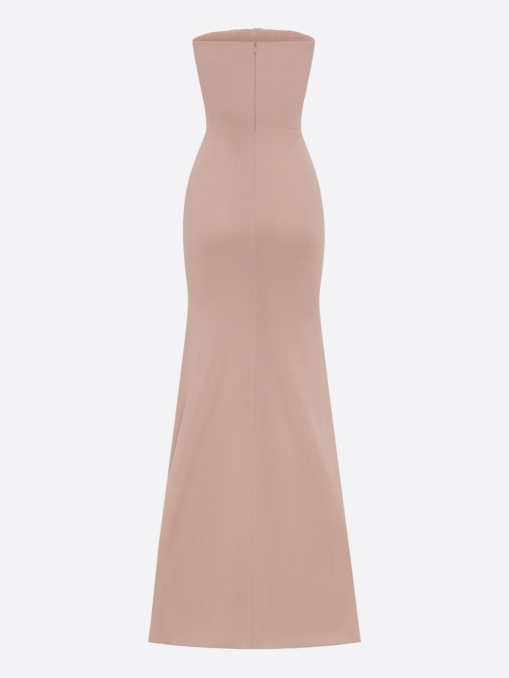 Strapless Ruched Gown in Stretch Mesh