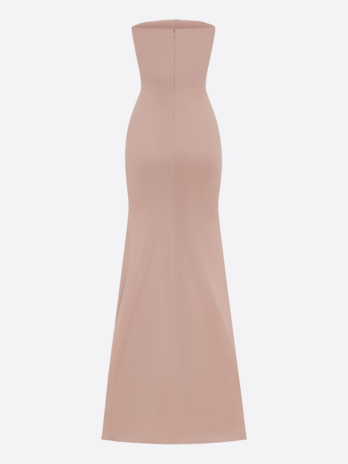 Strapless Ruched Gown in Stretch Mesh