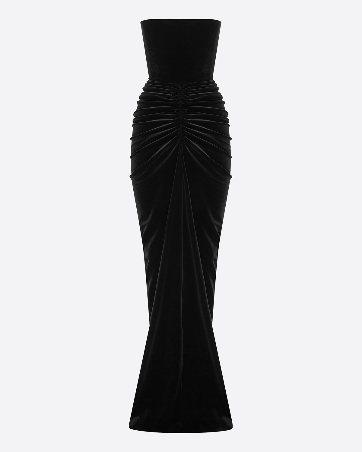 Strapless Ruched Gown in Velvet