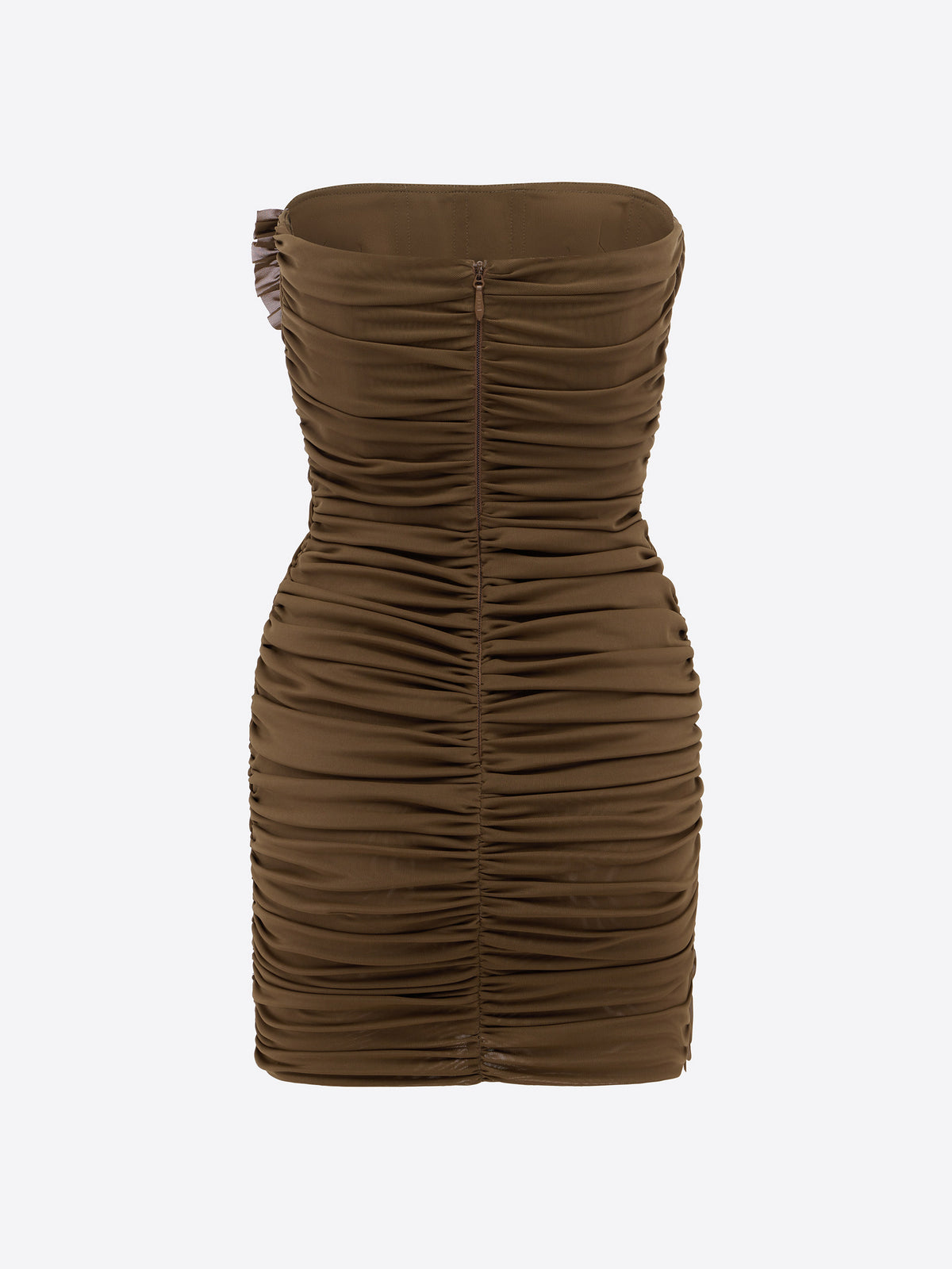 Strapless Ruffle Mini Dress in Stretch Mesh - d1882re27-strapless-ruffle-mini-dress-in-powermesh-bronze-12.jpg