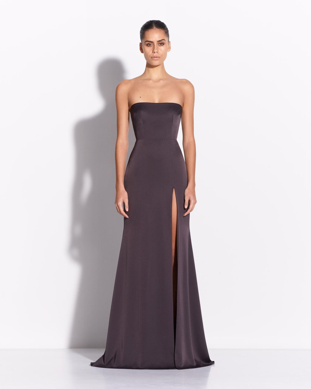 Strapless Split Gown in Satin Crepe